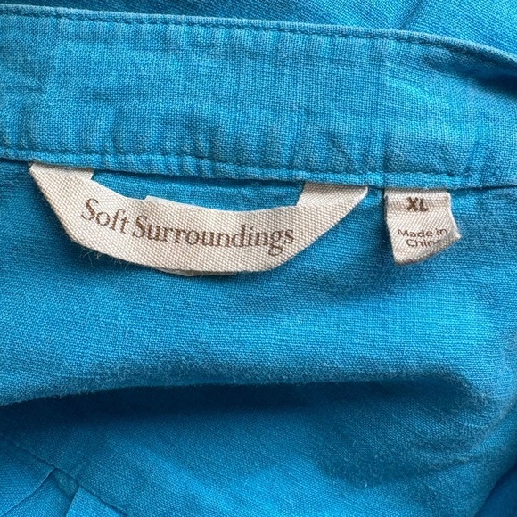 Soft Surroundings Linen Blend Beachy Casual Bright Blue Tunic Top Sz XL - Picture 3 of 5